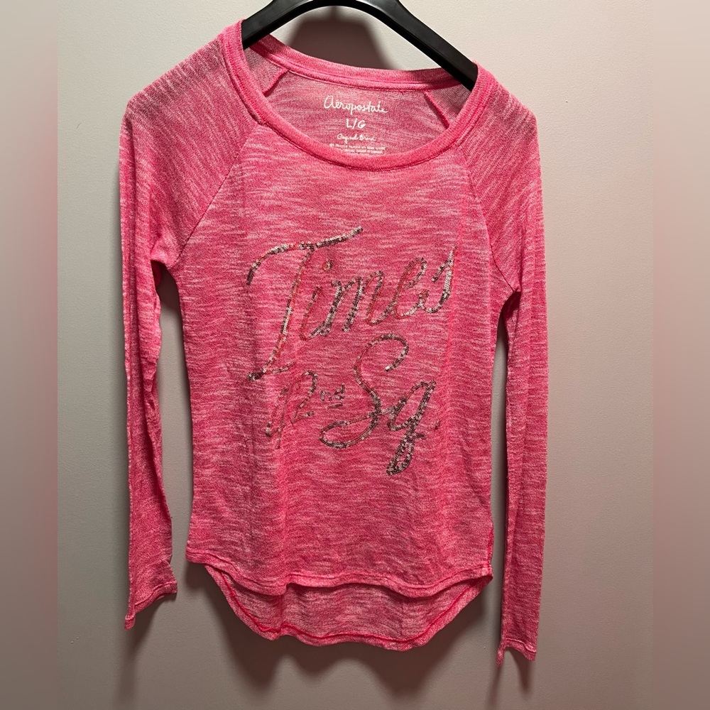 Aeropostale Long Sleeve Times Square 42nd Light Sweater Pink